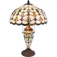 LumiLamp Tiffany tafellamp, diameter 40 cm, hoogte 60 cm, beige, bruin glas