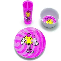 Zak!Designs - Smiley Junior Diner Set van 3 stuks - Melamine - Roze