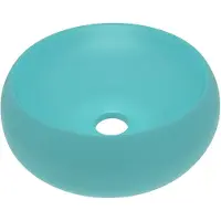 vidaXL Wastafel rond 40x15 cm keramiek mat lichtgroen