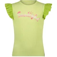 Nono T-shirt Kamsi met printopdruk en ruches limegroen Meisjes Stretchkatoen Ronde hals - maat 110