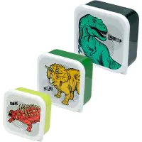 Puckator Brooddoos - snackdoosjes - dino - set van 3 -