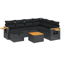 vidaXL 8-delige tuinmeubelset met kussens, zwart, polyrotan