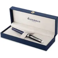 Waterman Hémisphère Vulpen | Zwarte en Blauwe lak met palladium-gecoate afwerkingen | roestvrijstalen medium penpunt | met Geschenkdoos