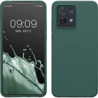 Kwmobile telefoonhoesje geschikt voor Motorola Moto G84 5G - Hoesje met siliconen coating - Smartphone case in dennengroen