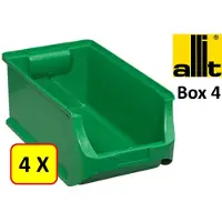Allit 4 x Magazijnbak - grijpbak - stapelbak - ProfiPlus Box 4 - 5,8 L - PP - groen