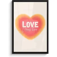 PosterMonkey Fotolijst inclusief poster - Posterlijst 40x60 cm - Posters - Hart - Liefde - Quote - Love grows here - Rood - Foto in lijst decoratie - Wanddecoratie woonkamer - Muurdecoratie slaapkamer