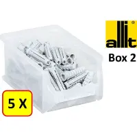 Allit 5 x Magazijnbak - grijpbak - stapelbak - ProfiPlus Box 2 - 0,6 L - PP - transparant