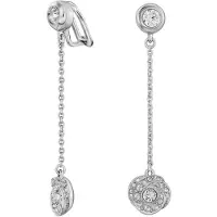 Traveller Clip Oorbellen - Oorhangers Dames - Zilverkleurig - Kristallen - Geplatineerd - 50x10 mm - 157709