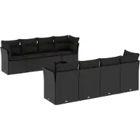 vidaXL 9-delige Loungeset met kussens poly rattan zwart