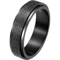 Despora - Anxiety Ring - (Glitter) - Stress Ring - Fidget Ring - Draaibare Ring - Spinning Ring - Spinner Ring - Zwartkleurig RVS - (20.00 mm / maat 63)