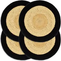 vidaXL Placemats 4 st 38 cm jute en katoen natuurlijk en zwart