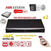 Hikvision IP Camera Kit 2x Camera Pro Serie 8MP NVR 4xChannel POE- Harde Schijf 2 TB Max 4x Camera