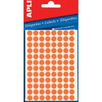 APLI ronde etiketten in etui diameter 8 mm, fluo oranje, 288 stuks, 96 per blad (2080) - 13 stuks