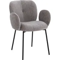 Goossens Eetkamerstoel Eller bruin stof met armleuning, modern design