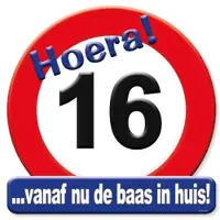 Paper Dreams Kroonschild verkeersbord-16 jaar