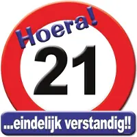 Paper Dreams Kroonschild verkeersbord - 21 jaar