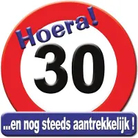 Paper Dreams Kroonschild verkeersbord - 30 jaar