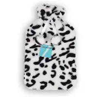 Merkloos Wit & Zwart Kinderkruik met Cheetah Print Hoes - 0.85L - Polyester en Natuurrubber - 29cm x 2cm x 29cm