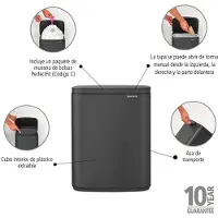 Brabantia BO Vuilnisbak, 12 liter, mat antracietgrijs