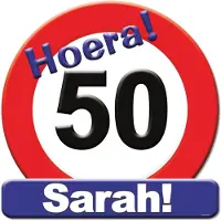 Paper Dreams Kroonschild verkeersbord- 50 jaar Sarah