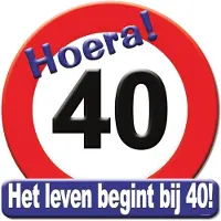 Paper Dreams Kroonschild verkeersbord - 40 jaar