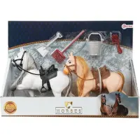 Toi-Toys Toi Toys Horses 2 Paarden + Accessoires Bruin bruin Kunststof