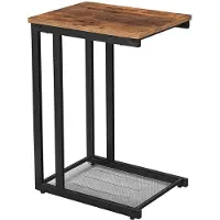 Songmics Hoppa! Songmics Bijzettafel met Roosterplank - Bruin/Zwart - Metaal - 48 x 35 x 65 cm