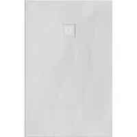 Diamond Line Douchebak Relievo Crag Laag Rechthoek 90x140x3cm Polybeton Antislip Mat Wit met Rooster Mat Wit