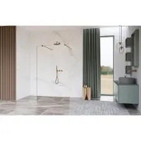FortiFura Galeria Vrijstaande Inloopdouche - 100x200cm - Helder - antikalk - 8mm veiligheidsglas - wandsteunen - Chroom SW927766 2x/SW797915