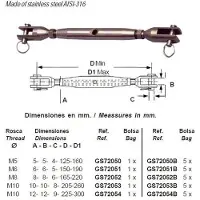 Goldenship Rigging Screw Aisi-316 5 Units Zilver 12 mm