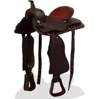 vidaXL Western zadel, hoofdstel en borstriem 17" echt leer bruin