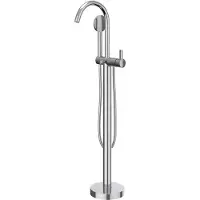 Ivy Aia Pact Badmengkraan vrijstaand met draaibare uitloop, slang 150cm en satin spray handdouche Chroom