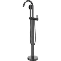 Ivy Aia Pact Badmengkraan vrijstaand met draaibare uitloop, slang 150cm en satin spray handdouche Zwart chroom PVD