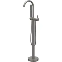Ivy Aia Pact Badmengkraan vrijstaand met draaibare uitloop, slang 150cm en staafhanddouche Geborsteld metal black PVD