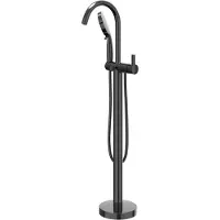 Ivy Aia Pact Badmengkraan vrijstaand met draaibare uitloop, slang 150cm en 3-standen handdouche Zwart chroom PVD