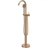 Ivy Aia Badmengkraan Bond Vrijstaand Met Draaibare Uitloop Slang 150 cm En Satin Handdouche Geborsteld Mat Koper PVD