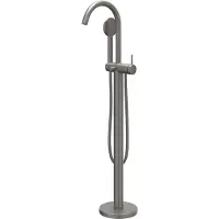 Ivy Aia Bond Badmengkraan vrijstaand met draaibare uitloop, slang 150cm en satin spray handdouche Geborsteld metal black PVD