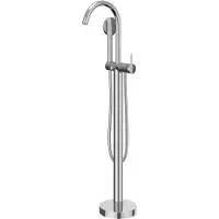 Ivy Aia Bond Badmengkraan vrijstaand met draaibare uitloop, slang 150cm en satin spray handdouche Chroom