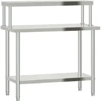 vidaXL Keukenwerktafel met bovenschap 110x55x120 cm roestvrij staal