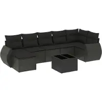 vidaXL 8-delige Loungeset met kussens poly rattan zwart