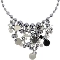 Behave - Ketting lichtgrijs met parels en hangers - Modeaccessoire voor elegante looks - Lengte 40 cm (+verlengketting 5 cm)