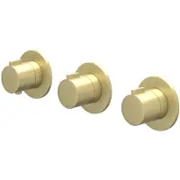 Ivy Aia Pact Afbouwdeel Inbouwthermostaat 2 Stopkranen Symmetry - Geborsteld Mat Goud PVD - Kranen, Badkranen, Inbouw Badkranen - 8718835197049