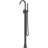 Ivy Aia Concord Badmengkraan vrijstaand met draaibare uitloop, slang 150cm en staafhanddouche RVS316 geborsteld carbon black PVD