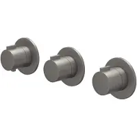 Ivy Aia Afbouwdeel Pact Inbouwthermostaat 2 Stopkranen Symmetry Met Ronde Rozetten Geborsteld Metal Black PVD