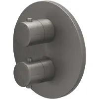 Ivy Aia Bond Afbouwdeel inbouwthermostaat met 2-weg stop-omstel met rond rozet Geborsteld metal black PVD