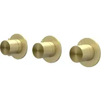 Ivy Aia Concord Afbouwdeel inbouwthermostaat met 2 stopkranen symmetry met ronde rozetten RVS316 geborsteld mat goud PVD