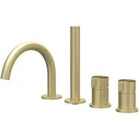 Ivy Aia Tribe Badrandcombinatie 4-gats mengkraan met draaibare uitloop uittrekbare handdouche RVS316 geborsteld mat goud PVD