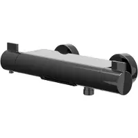Ivy Aia Pact Badthermostaatkraan opbouw - Cooltouch - cascade uitloop - Zwart chroom PVD 6302057
