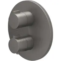 Ivy Aia Pact Afbouwdeel inbouwthermostaat met 1 losse stopkraan met rond rozet Geborsteld metal black PVD