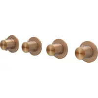 Ivy Aia Concord Afbouwdeel inbouwthermostaat met 3 stopkranen symmetry met ronde rozetten RVS316 geborsteld mat koper PVD